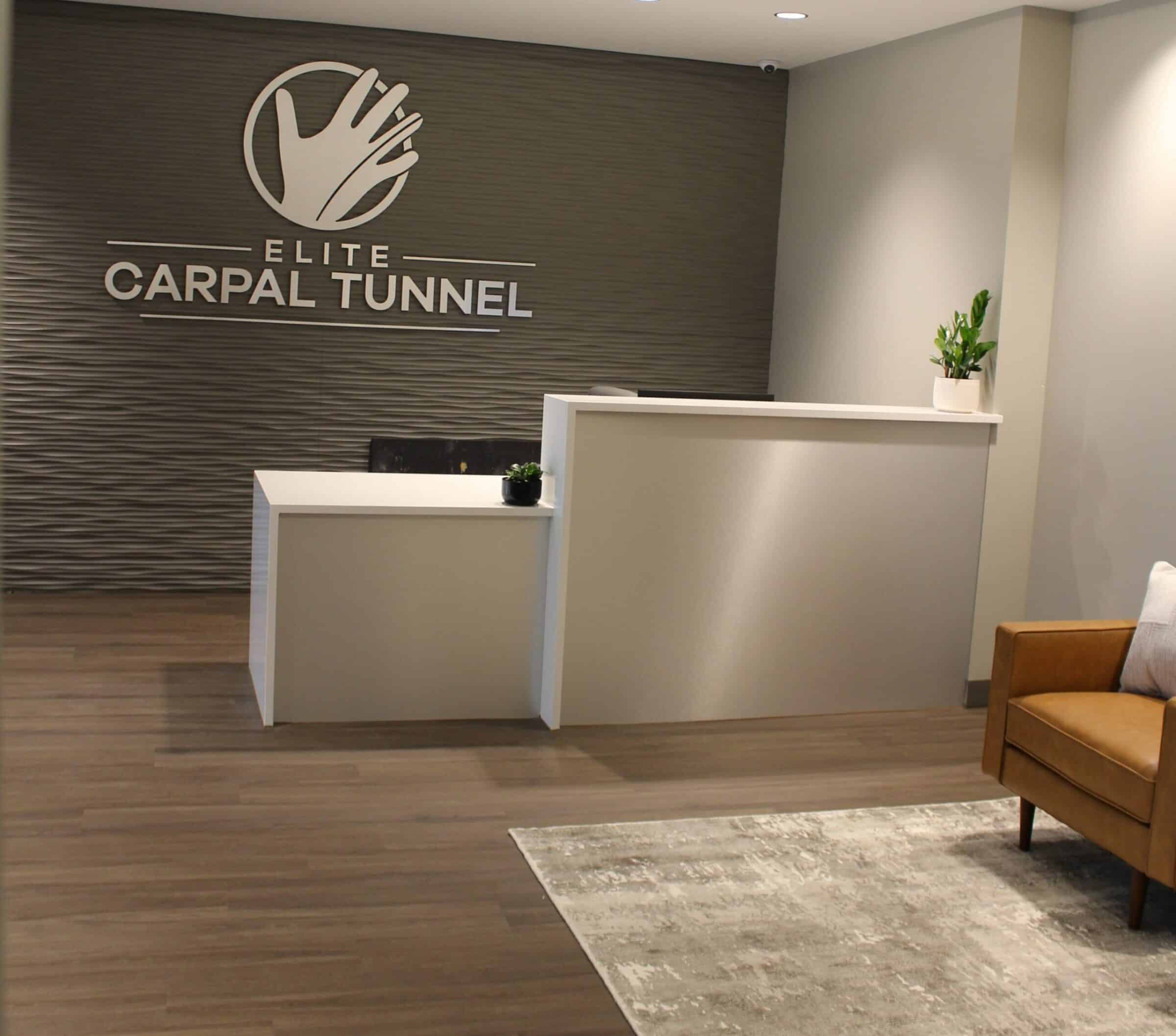 front desk and waiting room of elite carpal tunnel