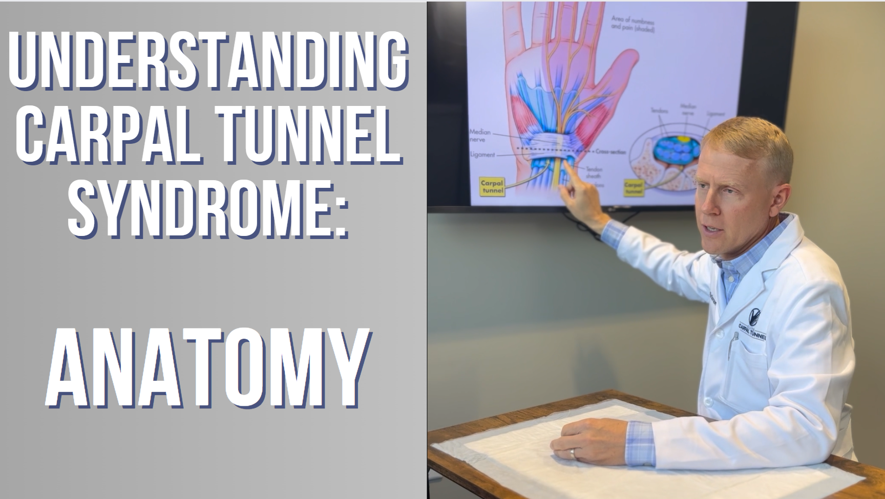 Image of Dr. Peterson explaining how our hand and wrist work in Carpal Tunnel Syndrome.